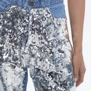 Audrey Pants Mid Blue Silver Sequin