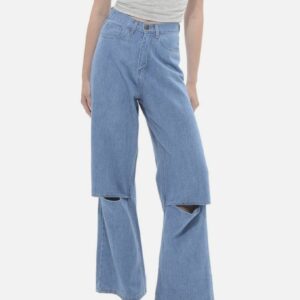 Selma slit knee high waist wide leg jeans