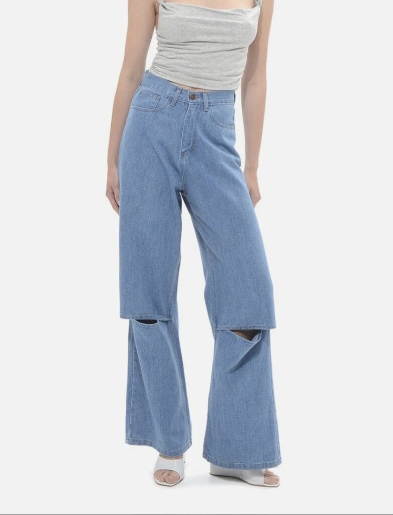 Selma slit knee high waist wide leg jeans