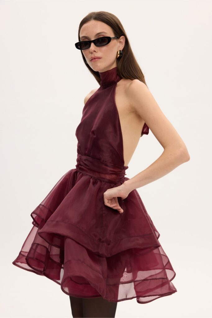 Margot organza dress bordo